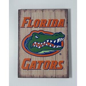 Florida Gators NCAA Multicolor Wall Sign/Plaque w/ Gators Logo Hanging Holes